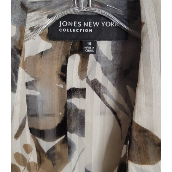 Jones New York Collection Womens Floral Sheer Button-Up Blouse Size 14 - Picture 2 of 4